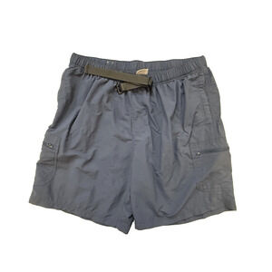 Columbia Shorts Mens 2XL Blue Gray Belted Hiking Cargo Zip Pockets Quick Dry